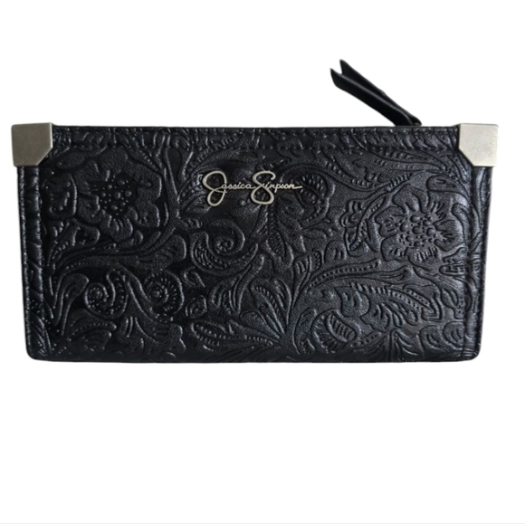 New Jessica Simpson Black Wallet Bifold Meteorite Fran Clutch Purse - Picture 1 of 5